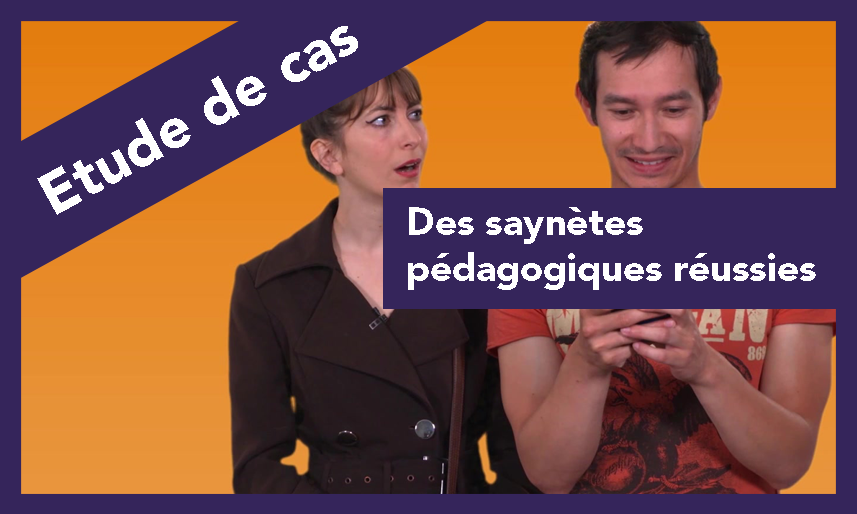 deux comédiens jouent une saynètes pédagogiques pour un client bancaire, ils servent d'illustration à une étude de cas