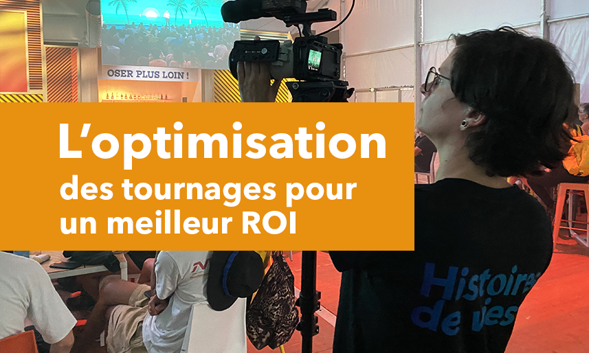 un membre de l'équipe d'Histoires de Vies film un congrès d'une entreprise pour en faire un reportage et un best of