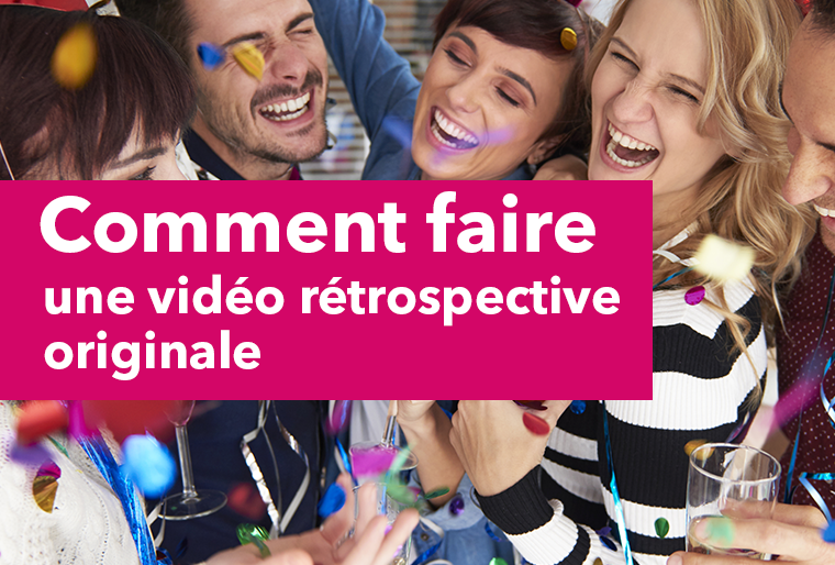 un groupe de collègues fête la fin dans une vidéo rétrospective