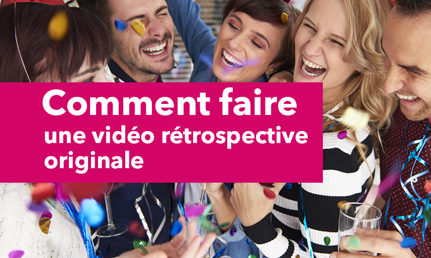 un groupe de collègues fête la fin dans une vidéo rétrospective